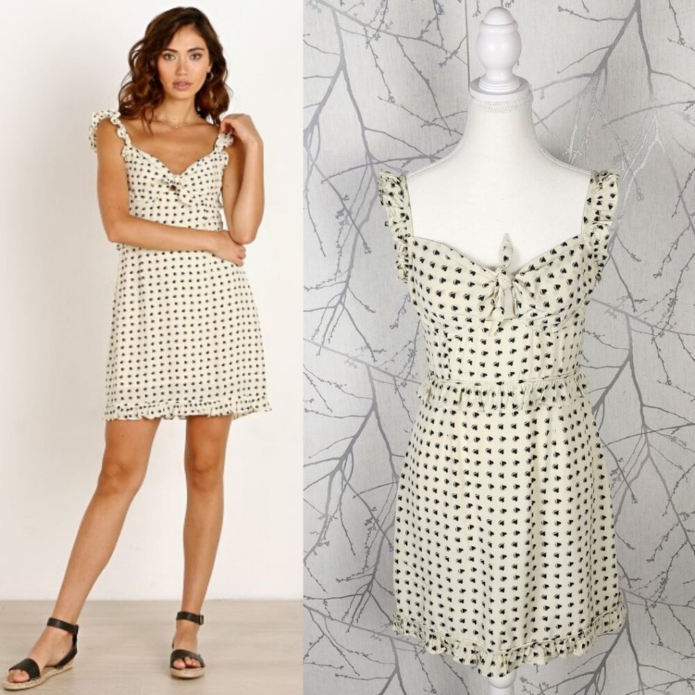 For Love & Lemons Ivory Sweetheart Tie Front Mini Dress